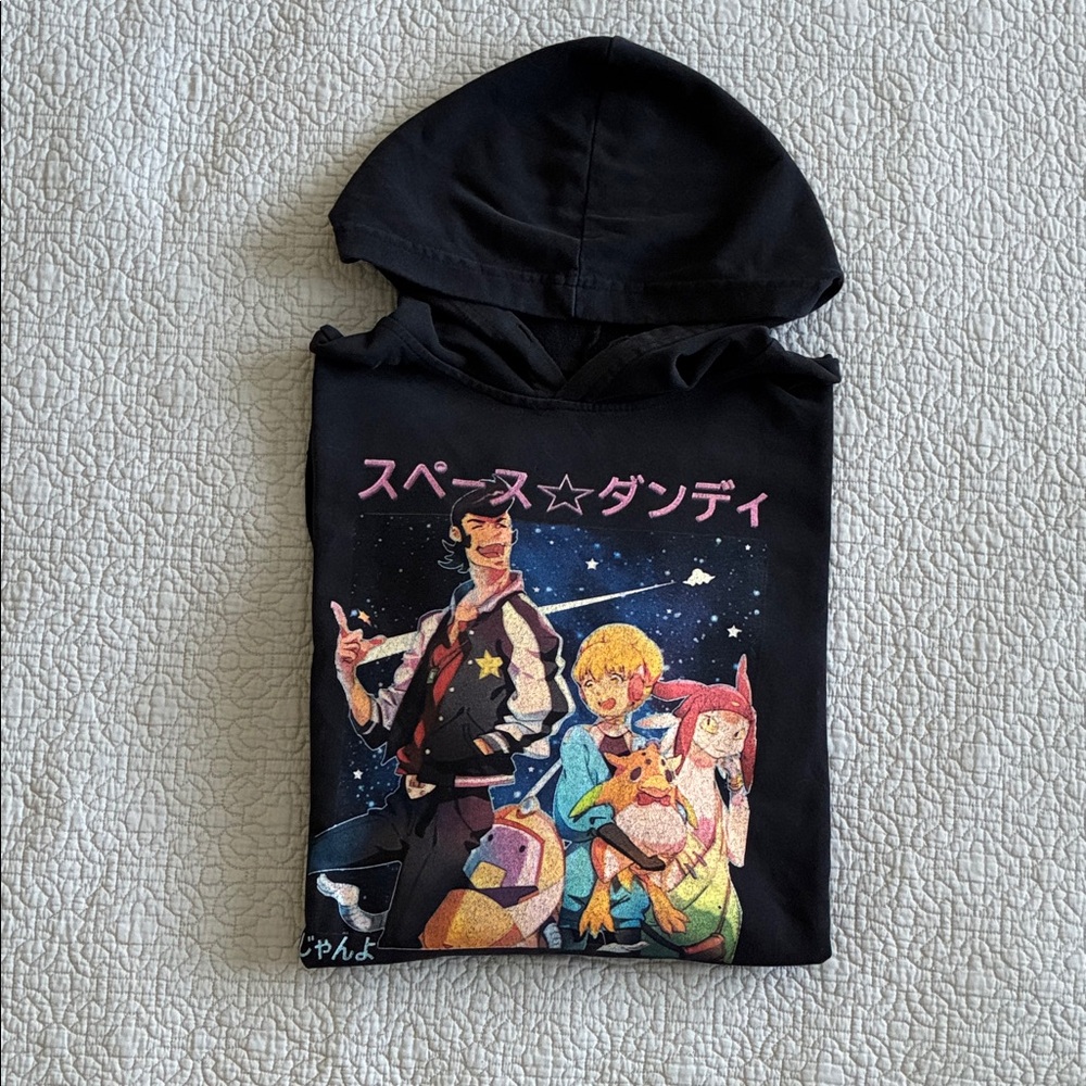 Space Dandy Lightweight Black Hoodie Sweatshirt Top Shirt Anime Crew Graphic XL